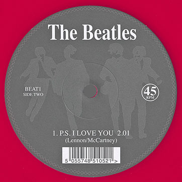 The Beatles Love Me Do (Mischief Music BEAT1) red colored heart shaped single – label, side 2