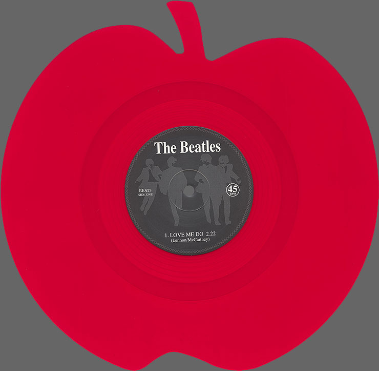 The Beatles Love Me Do (Mischief Music BEAT3) red colored apple shaped single - side 1
