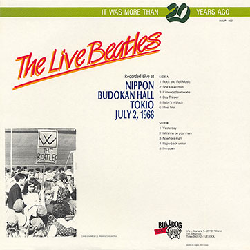 The Beatles Live at NIPPON BUDOKAN HALL Tokio July 2, 1966 (Bulldog Records BGLP-002) – cover, back side