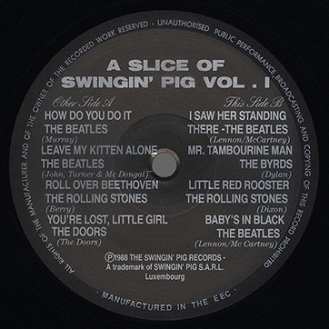Various Artists – A SLICE OF SWINGIN' PIG VOL. I (The Swingin' Pig TSP-PRO-001) – label, side B