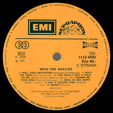 The Beatles - With The Beatles (Supraphon 1113 4400) – label (Var. 2), side 2