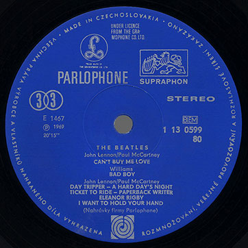 The Beatles - A COLLECTION OF BEATLES OLDIES (Supraphon 1 13 0599) – standard (regular) dark blue label, side 2