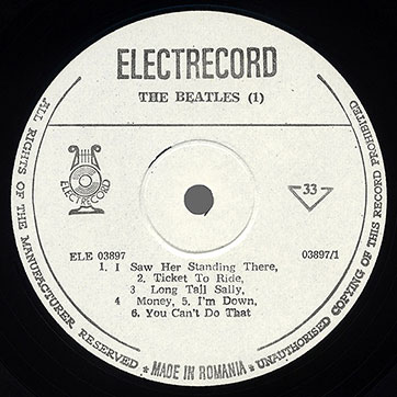 The Beatles (1) - Beatles-mania (Electrecord ELE 03897) – label, side 1