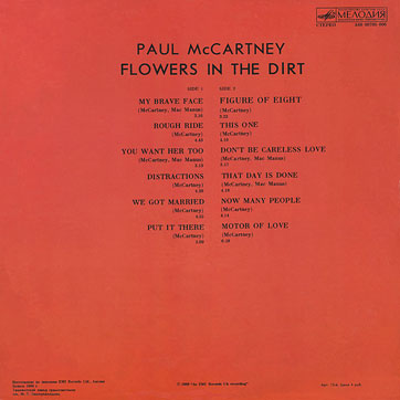 FLOWERS IN THE DIRT LP by Melodiya (USSR), Tashkent Plant – sleeve, back side (var.1a)
