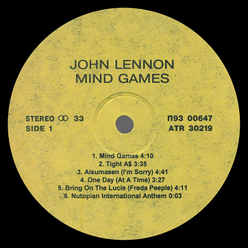 John Lennon - MIND GAMES (Santa П93 00647) - label, side 1