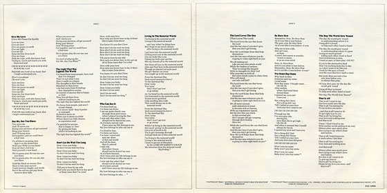 Original UK edition of LIVING IN THE MATERIAL WORLD LP by Apple - inner sleeve, front side