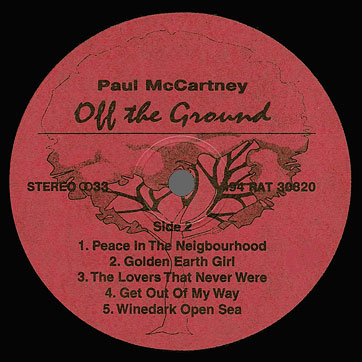 Paul McCartney - OFF THE GROUND (Santa П94 RAT 30820) – label, side 2