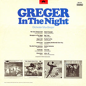 GREGER IN THE NIGHT 12 inch LP by Polydor – sleeve, back side