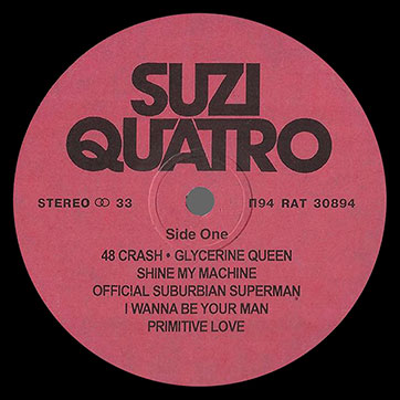 Suzi Quatro – SUZI QUATRO (Unknown label P94 RAT 30894) − этикетка (вар. 1), сторона 1