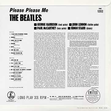 The Beatles - Please Please Me (Universal 5099963379815) – cover, back side