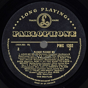 The Beatles - Please Please Me (Parlophone PMC 1202) – label, back side