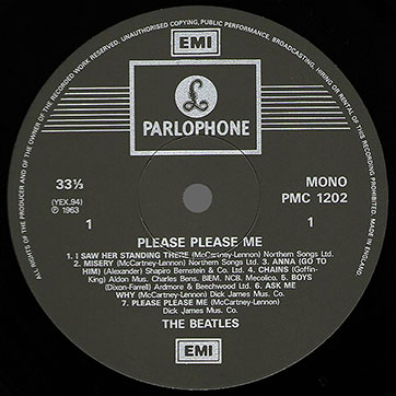 The Beatles - Please Please Me (Parlophone PMC 1202) – label (var. 10a), front side