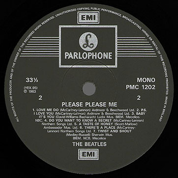 The Beatles - Please Please Me (Parlophone PMC 1202) – label (var. 10a), back side