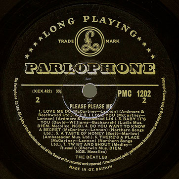 The Beatles - Please Please Me (Parlophone PMC 1202) – cover, back side