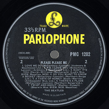 The Beatles - Please Please Me (Parlophone PMC 1202) – label, back side