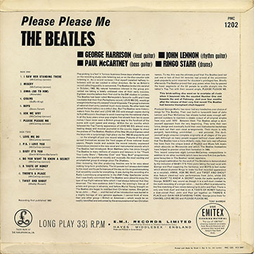 The Beatles - Please Please Me (Parlophone PMC 1202) – cover (var. 1), back side