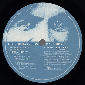 George Harrison - Dark Horse (Universal 0602557090345) – label, side 1
