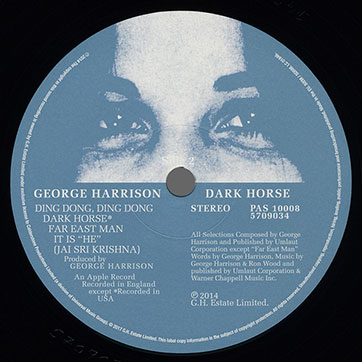 George Harrison - Dark Horse (Universal 0602557090345) – label, side 2
