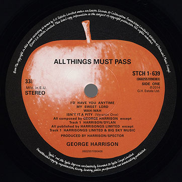 George Harrison - All Things Must Pass (Universal 0602557090406) – label, side 1 of LP 1