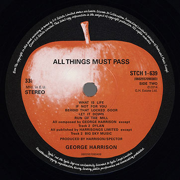 George Harrison - All Things Must Pass (Universal 0602557090406) – label, side 2 of LP 1