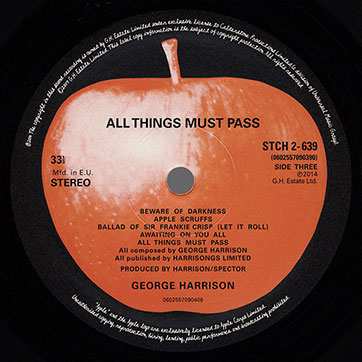 George Harrison - All Things Must Pass (Universal 0602557090406) – label, side 1 of LP 2
