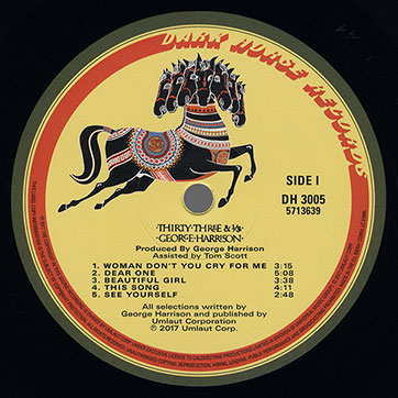 George Harrison - Thirty Three & 1/3 (Universal 0602557136395) – label, side 1