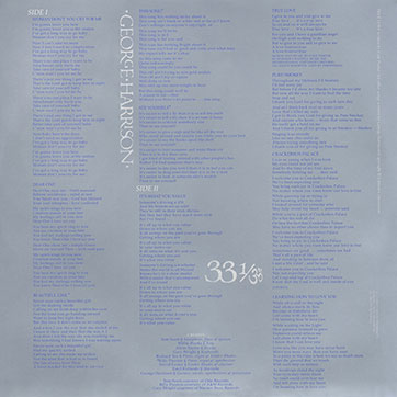 George Harrison - Thirty Three & 1/3 (Universal 0602557136395) – inner sleeve, back side