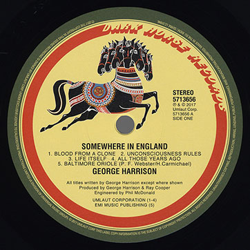 George Harrison - Somewhere In England (Universal 0602557136562) – label, side 1