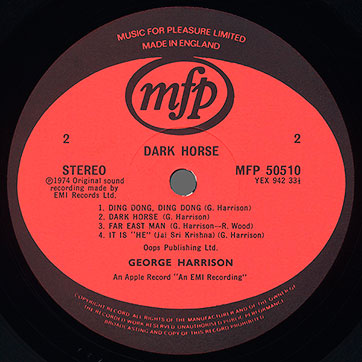 George Harrison - THE BEST OF GEORGE HARRISON (Music For Pleasure MFP 50523) – label, side 2