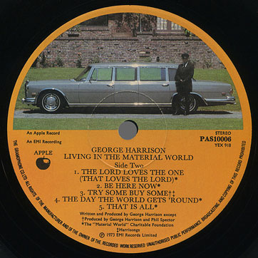 LIVING IN THE MATERIAL WORLD by Apple (UK) – label, side 2