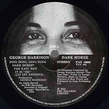 George Harrison - DARK HORSE (Apple PAS 10008) – label (black/white), side 2