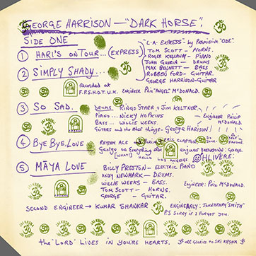 George Harrison - DARK HORSE (Apple PAS 10008) – inner sleeve, front side