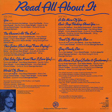 George Harrison - EXTRA TEXTURE (Read All About It) (Apple PAS 10009) – cover, back side