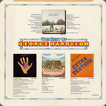 George Harrison - THE BEST OF GEORGE HARRISON (Parlophone PAS 10011) – inner sleeve, back side