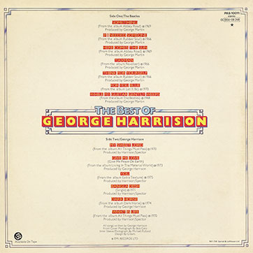 George Harrison - THE BEST OF GEORGE HARRISON (Parlophone PAS 10011) – cover, back side