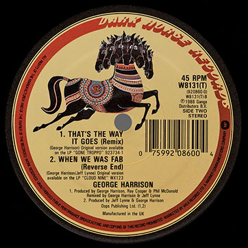 George Harrison - When We Was Fab (Dark Horse W 8131T) – label, side 2