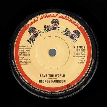 George Harrison - Teardrops / Save The World (Dark Horse K 17837 / DHS 0511) – label, side 2