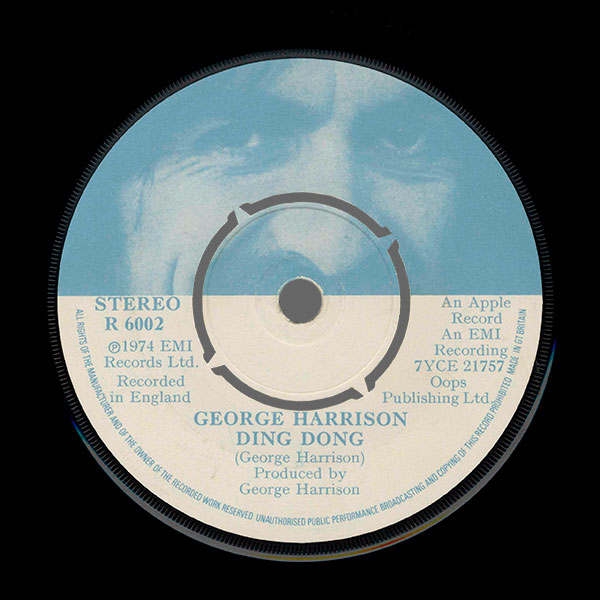 George Harrison - Ding Dong / I Don't Care Anymore (Apple R 6002) − push-out center label, side 1