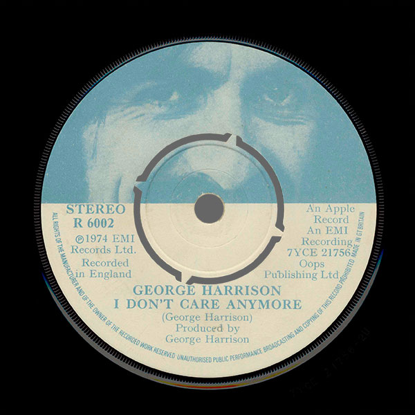 George Harrison - Ding Dong / I Don't Care Anymore (Apple R 6002) − push-out center label, side 2