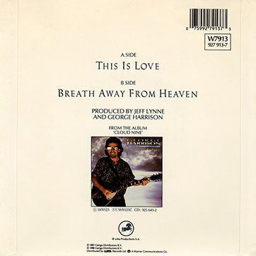 George Harrison - This Is Love / Breath Away From Heaven (Dark Horse W7913 / 927 913-7) – cardboard sleeve, back side