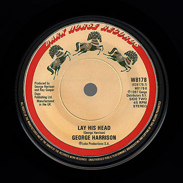 George Harrison - Got My Mind Set On You / Lay His Head (Dark Horse W8178 / 928 178-7) – label (var. three horses), side 2