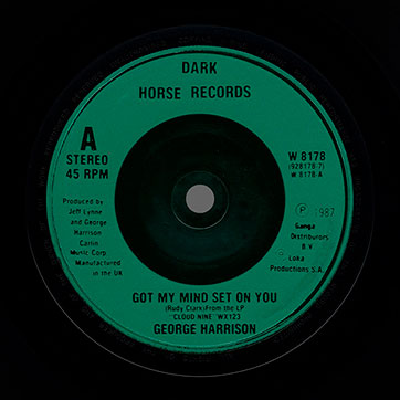 George Harrison - Got My Mind Set On You / Lay His Head (Dark Horse W8178 / 928 178-7) – green label, side 1