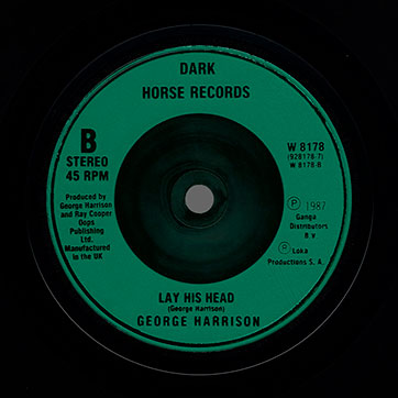 George Harrison - Got My Mind Set On You / Lay His Head (Dark Horse W8178 / 928 178-7) – green label, side 2