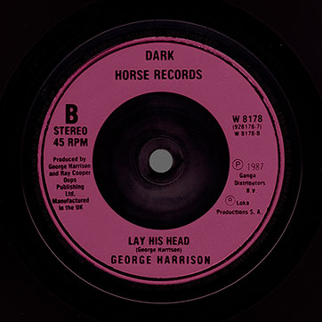 George Harrison - Got My Mind Set On You / Lay His Head (Dark Horse W8178 / 928 178-7) – red label, side 2