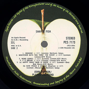 John Lennon / Plastic Ono Band - Shaved Fish (Apple PCS 7173) − label, side 2