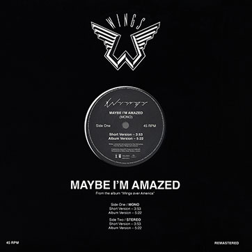 Paul McCartney and Wings – Maybe I'm Amazed [Mono and Stereo] (Hear Music HRM-34261-01) – die-cut cover, front side