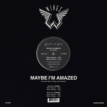 Paul McCartney and Wings – Maybe I'm Amazed [Mono and Stereo] (Hear Music HRM-34261-01) – die-cut cove, back side