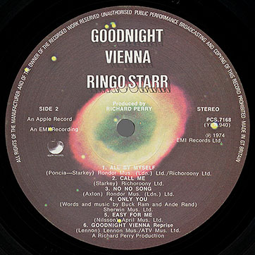 Ringo Starr - GOODNIGHT VIENNA (Apple PCS 7168) - label, side 2