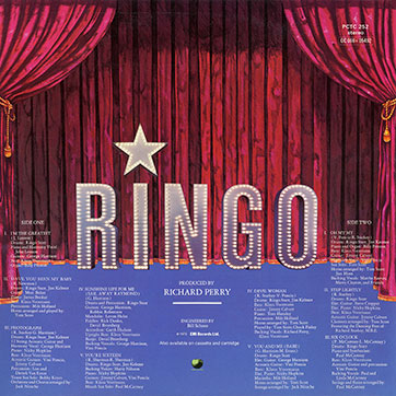Ringo Starr - RINGO (Apple Records PCTC 252) – gatefold cover, back side