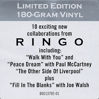 Ringo Starr - Y NOT (Hip-O Records B0013792-01) − sticker